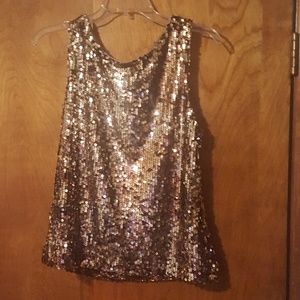 Rose Gold Sleeveless Sequin Top